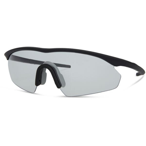 Madison Eyewear Shields matte black sunglasses with clear low-light lenses, stylish eyewear for sun and low-light conditions.