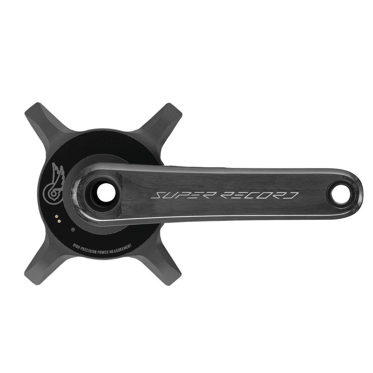 Campagnolo Super Record Wireless 13x Power Meter Crank Arms for road cycling, showing the sleek black carbon design.