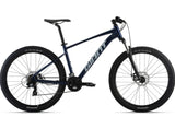 Giant Talon 5 27.5-inch mountain bike in navy color, trail-ready MTB with large frame, designed for off-road riding.