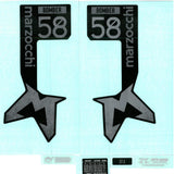 Marzocchi Fork Bomber 58 Decal Kit: Neutral Gloss Black Logo Shiny Black 2024 Spares & Accesories
