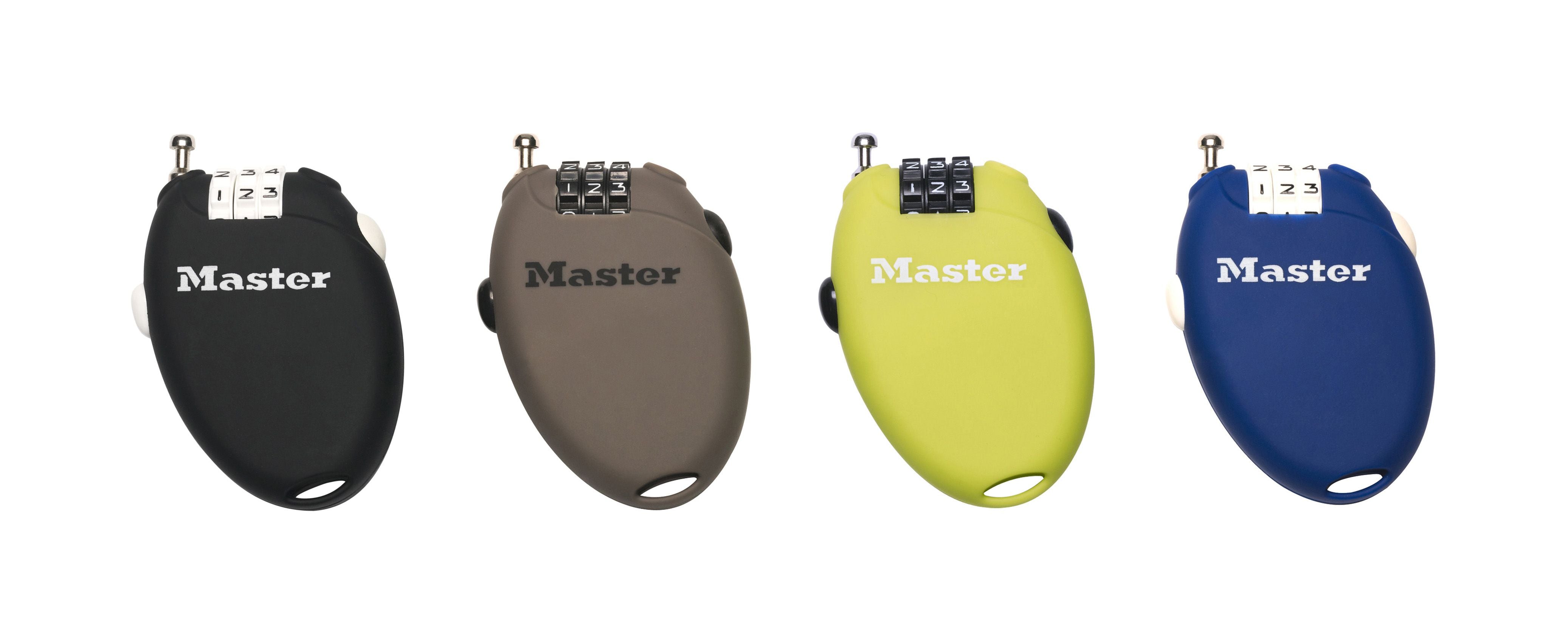 Master Lock Cable Locks - Retractable Cable Lock 70cm [4603] 4 pcs Black Green Blue Taupe