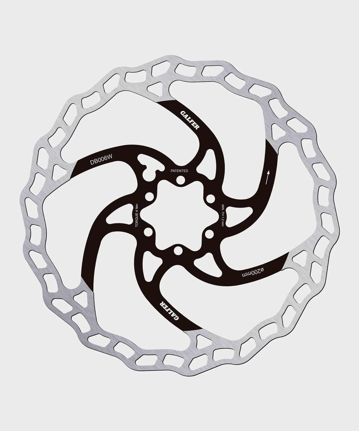Galfer Wave 6-Bolt disc brake rotor for mountain bikes, high performance MTB brake rotor with wave design and 6-bolt mounting.