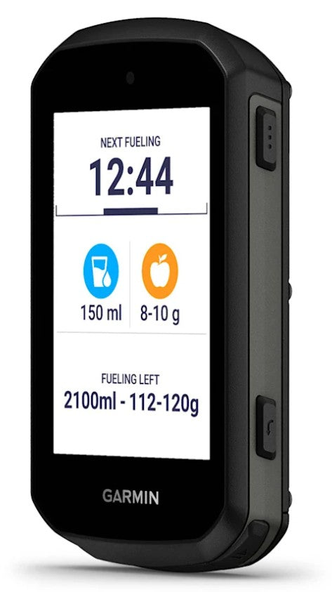 Garmin Edge 550 GPS cycling computer displaying performance metrics and route map on screen.