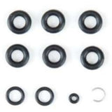 Park Tool 2598K seal and O-ring rebuild kit for BKD-1 and BKD-1.2 bleed kits, shown with various seals and O-rings for bike workshop repair