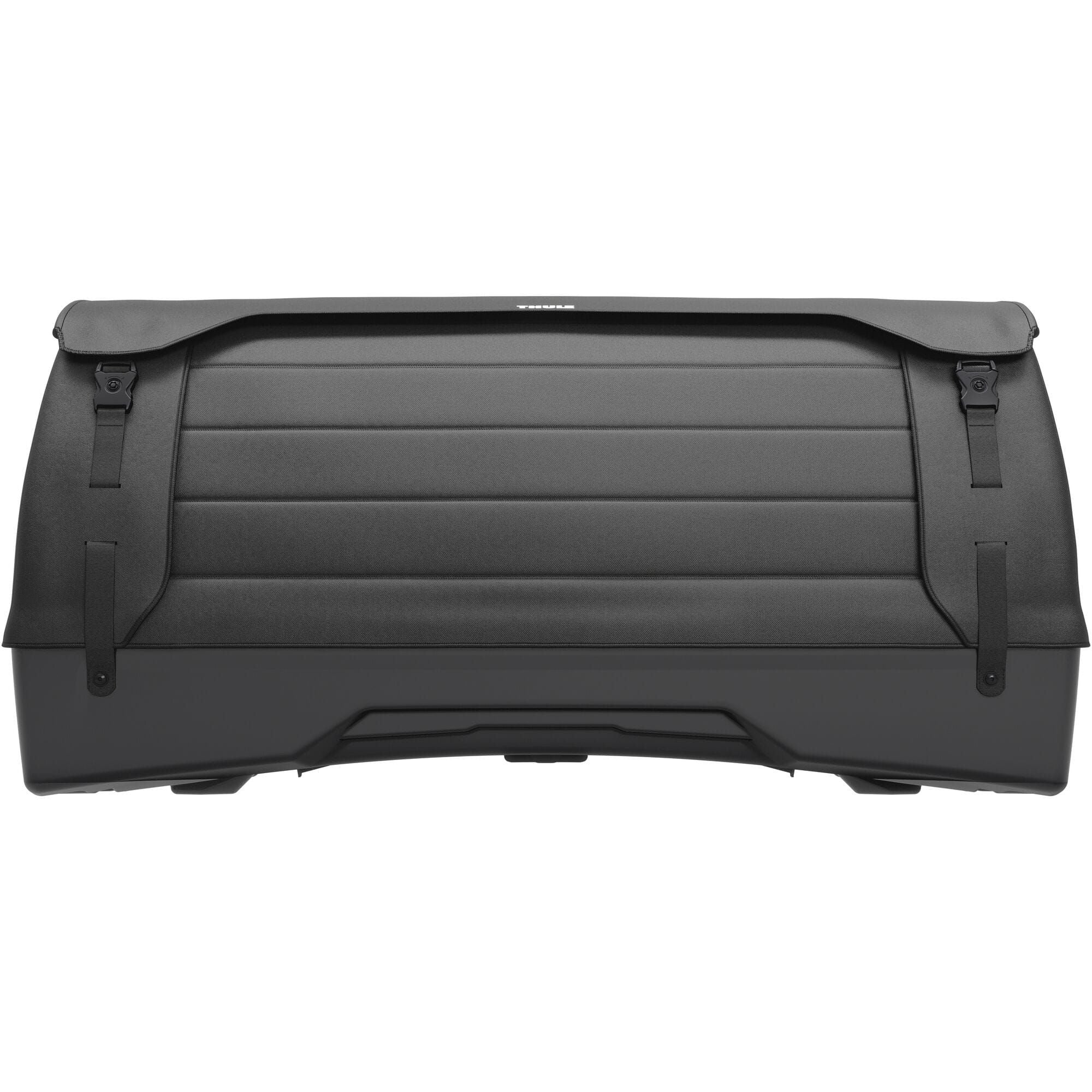 Thule Onto 2 rear cargo box for Thule EasyFold 3 bike carrier, 300L storage, outdoor accessories in black.