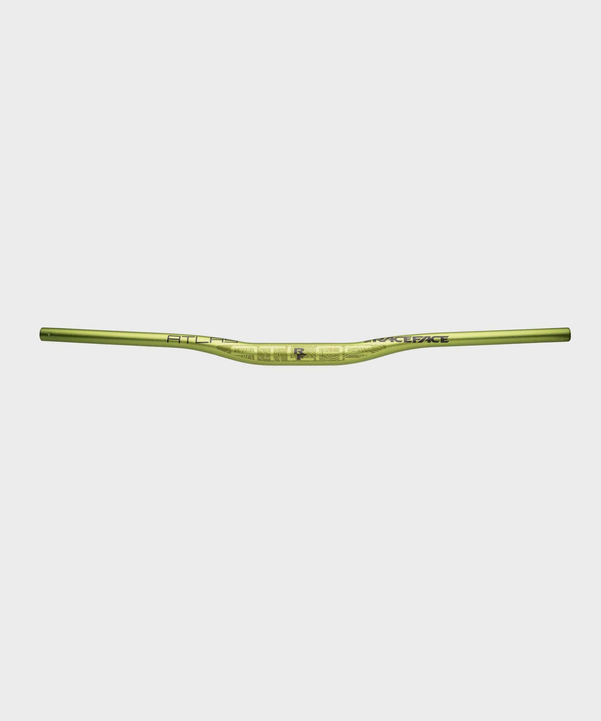 Race Face Atlas MTB handlebar 35mm diameter, 820mm wide with adjustable rise, green color, mountain biking components