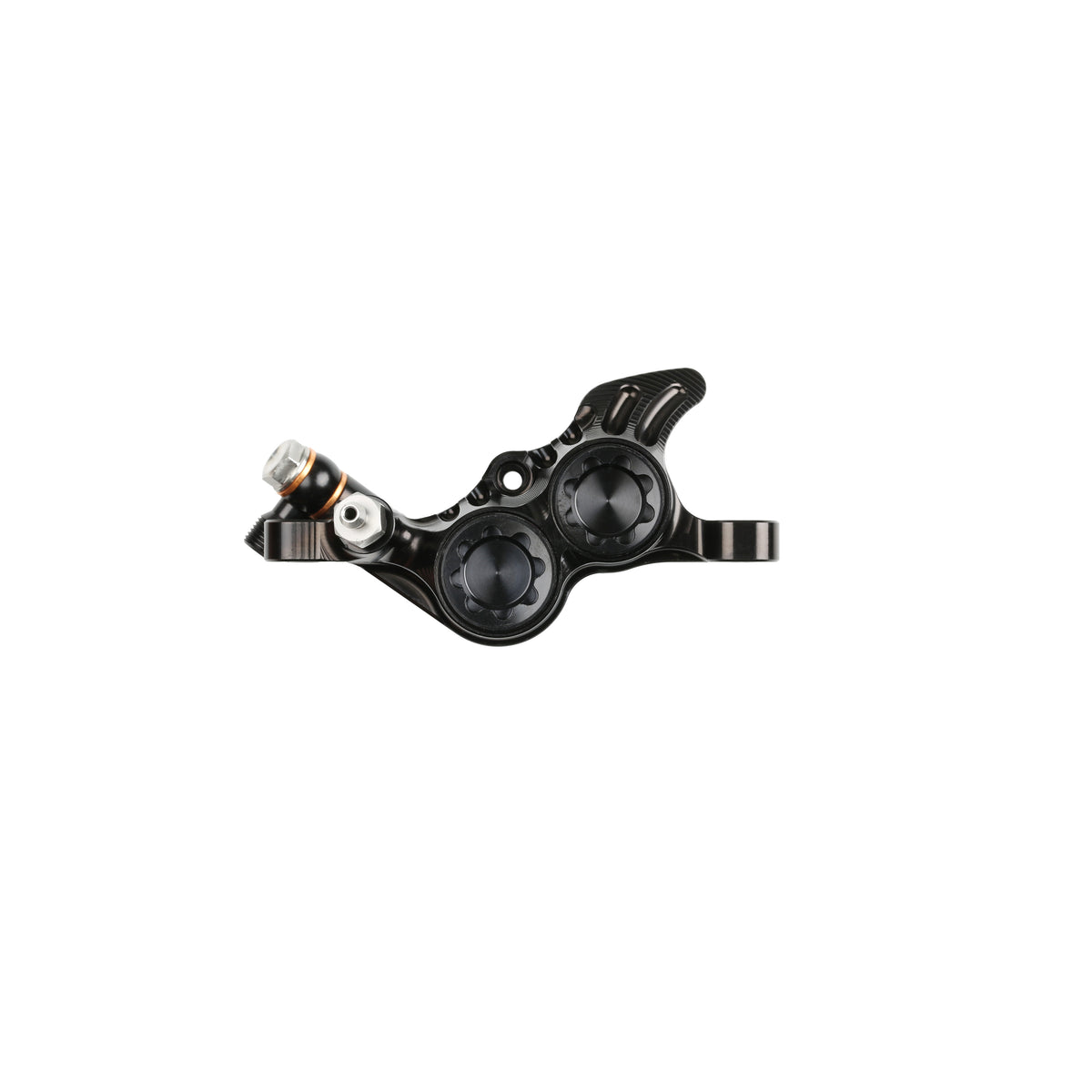Hope GR4 complete caliper brake assembly for performance disc bikes, showing the black caliper with mounting hardware.