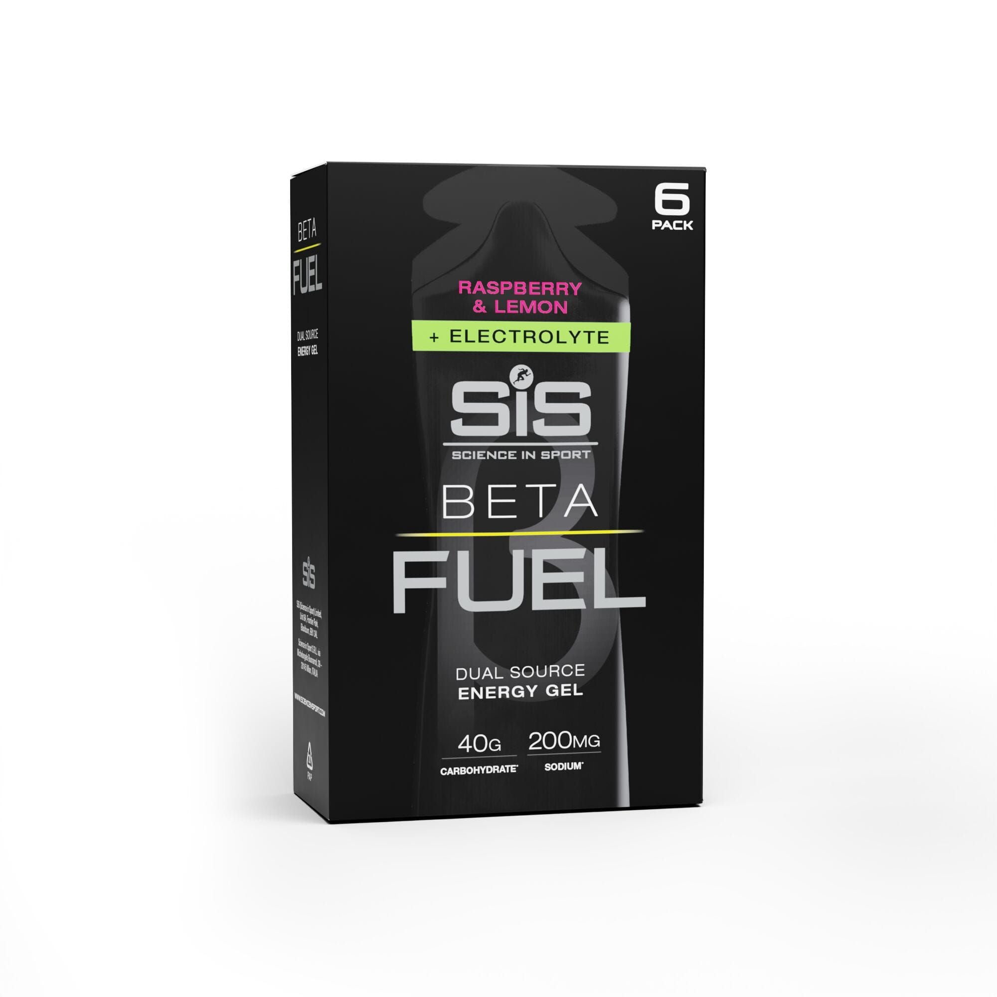 Science In Sport Beta Fuel energy gel with electrolytes for endurance athletes, shown in a convenient portable package.