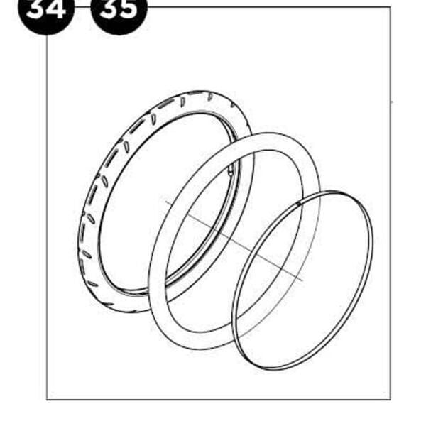 Thule 20-inch right-hand tyre and tube assembly for Chariot Cross Lite 17-X stroller accessories, shown in black and rubber.