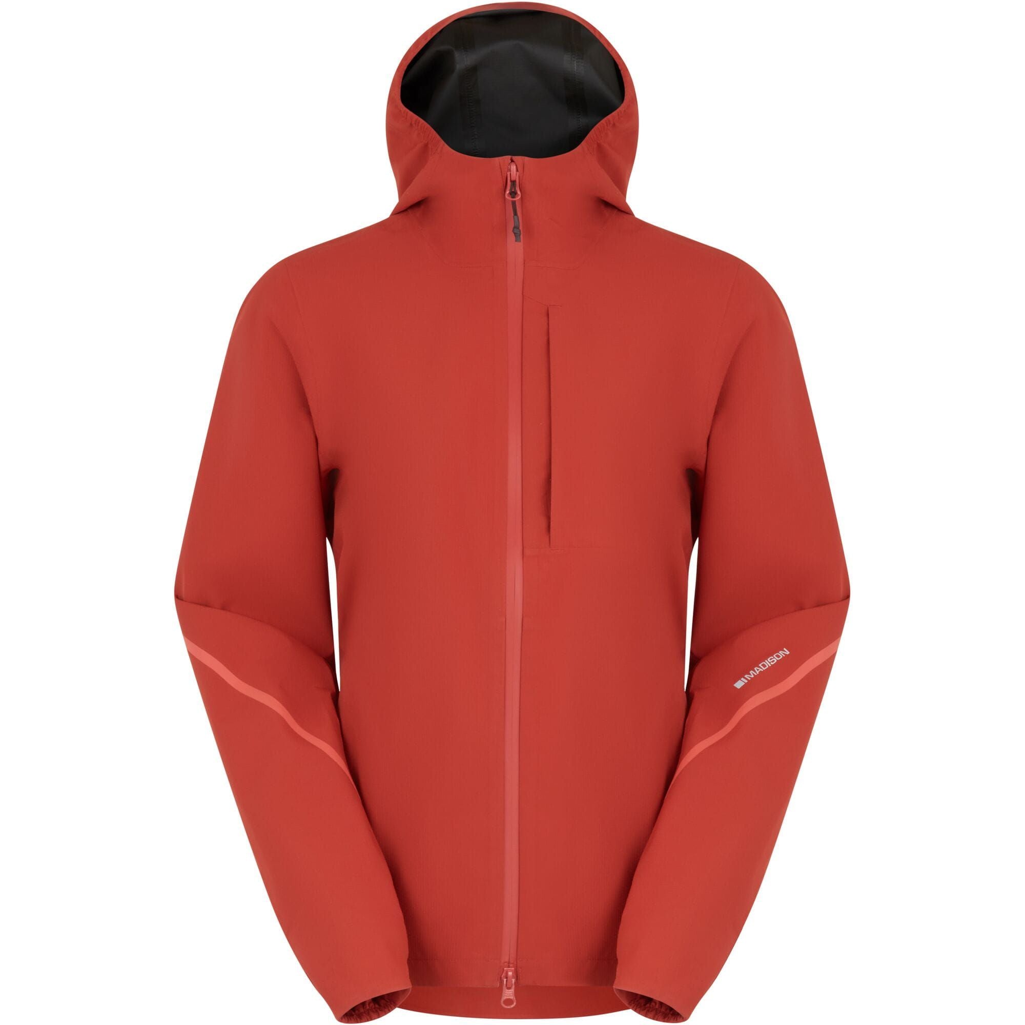 Madison Roam women's 2-layer waterproof cycling jacket with reflective details, shown on a model in a city street setting.