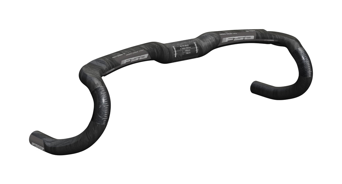 FSA K-Wing AGX Carbon Compact Drop Road Handlebar with ACR for gravel and cyclocross bikes, showing ergonomic design and branding
