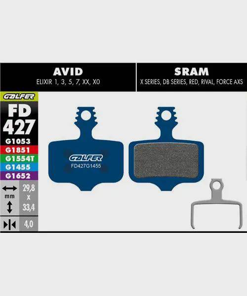 Galfer Road Disc Brake Pads for bicycles, showing the quiet, smooth, all-weather cycling components with metallic friction surfaces.