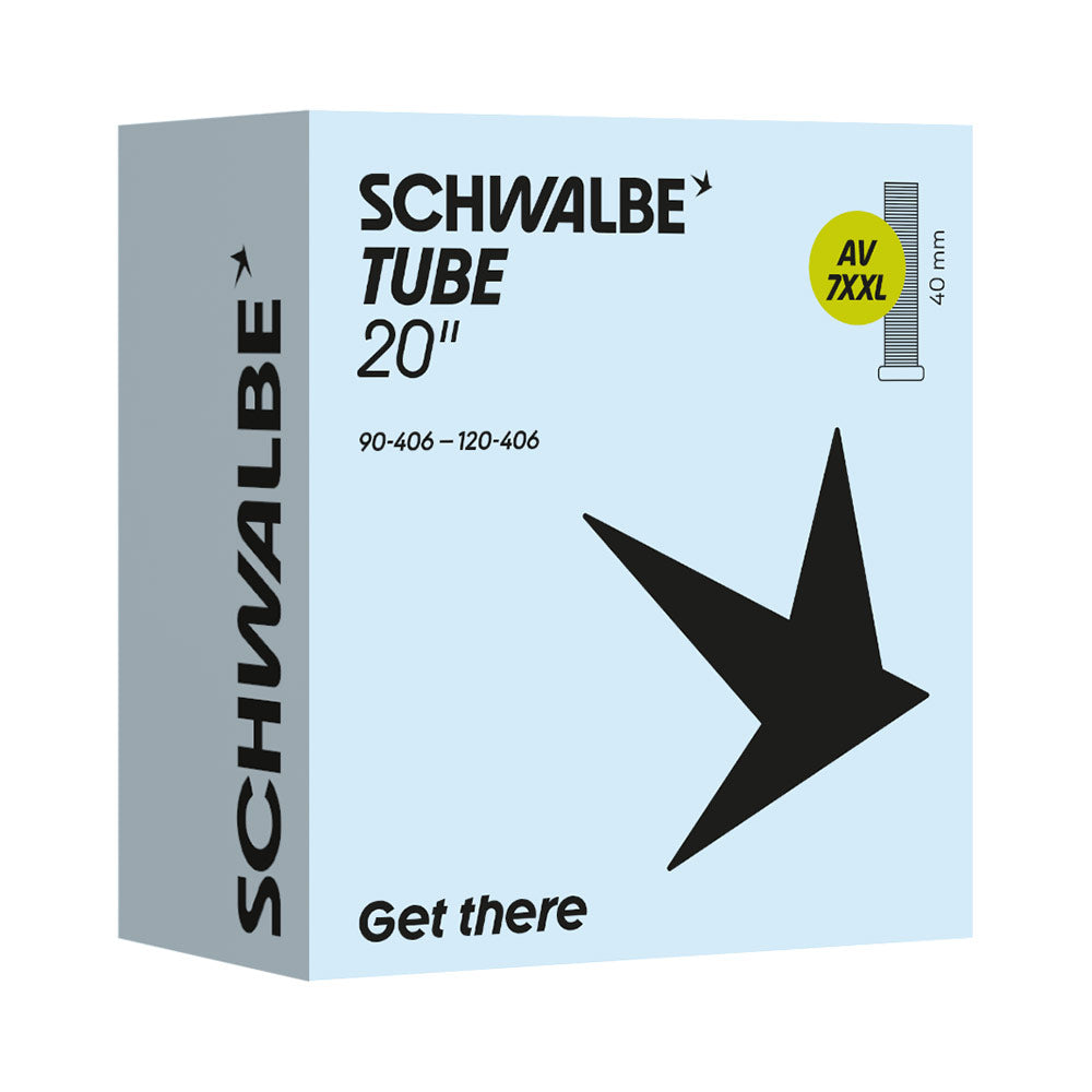 Schwalbe AV7XXL 20x3.50-4.80 bike inner tube with 40mm valve, durable component for fat tire bikes.