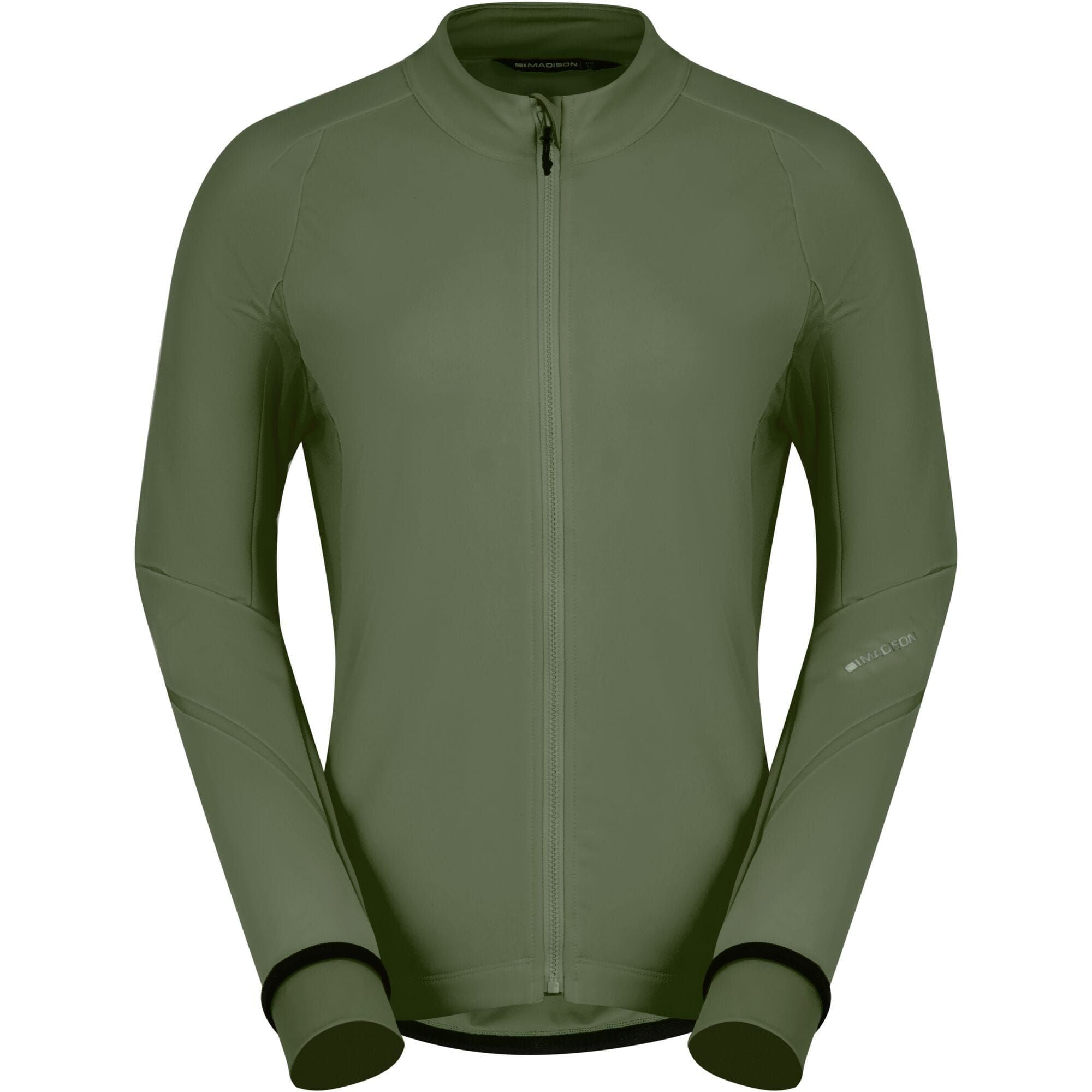 Madison DTE Women's thermal long sleeve cycling jacket with DWR coating, shown in black, designed for cold weather cycling.