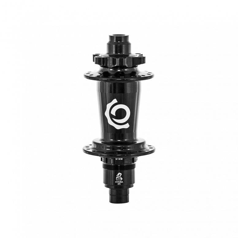 Crankbrothers I9 Hydra rear superboost hub in black with boost 157mm and XD freehub, 32 spoke holes, component for mountain bikes.