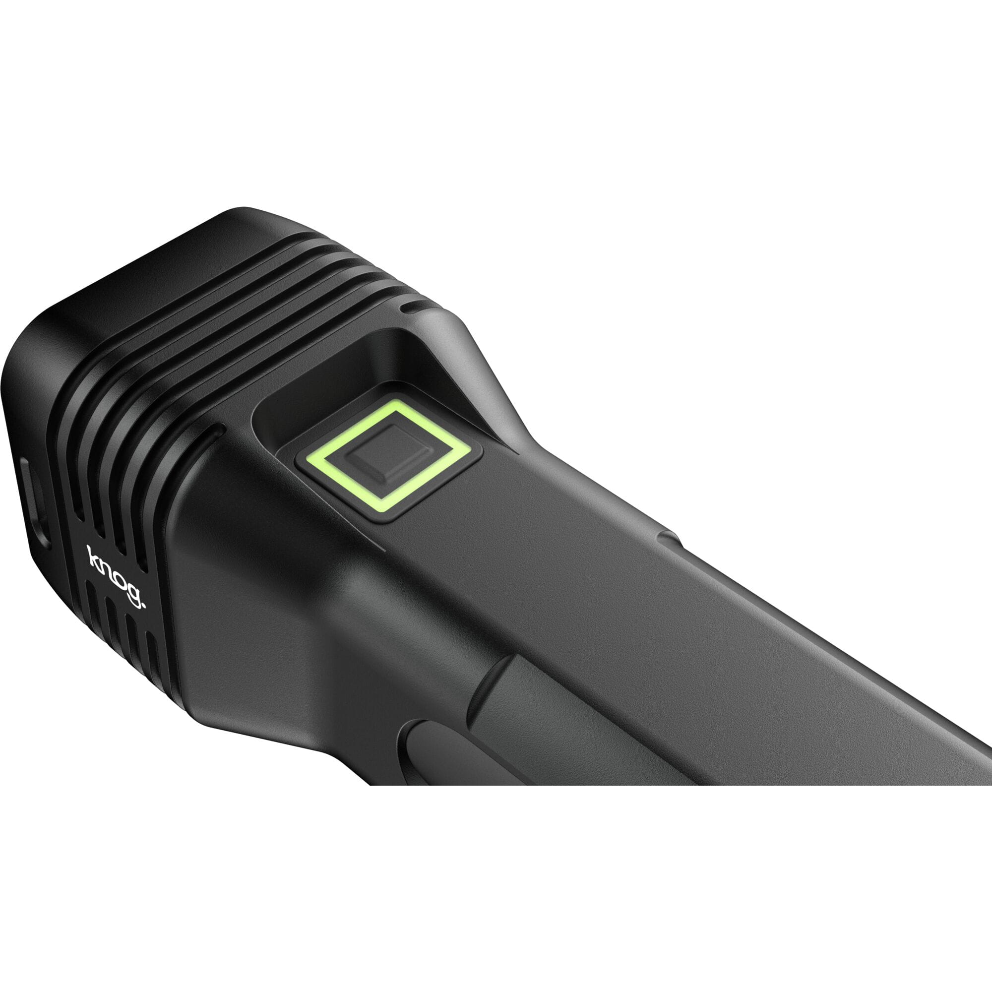 Knog Blinder 80 StVZO front bike light with USB-C recharge port, waterproof design, and 80 Lux brightness, mounted on a bicycle.