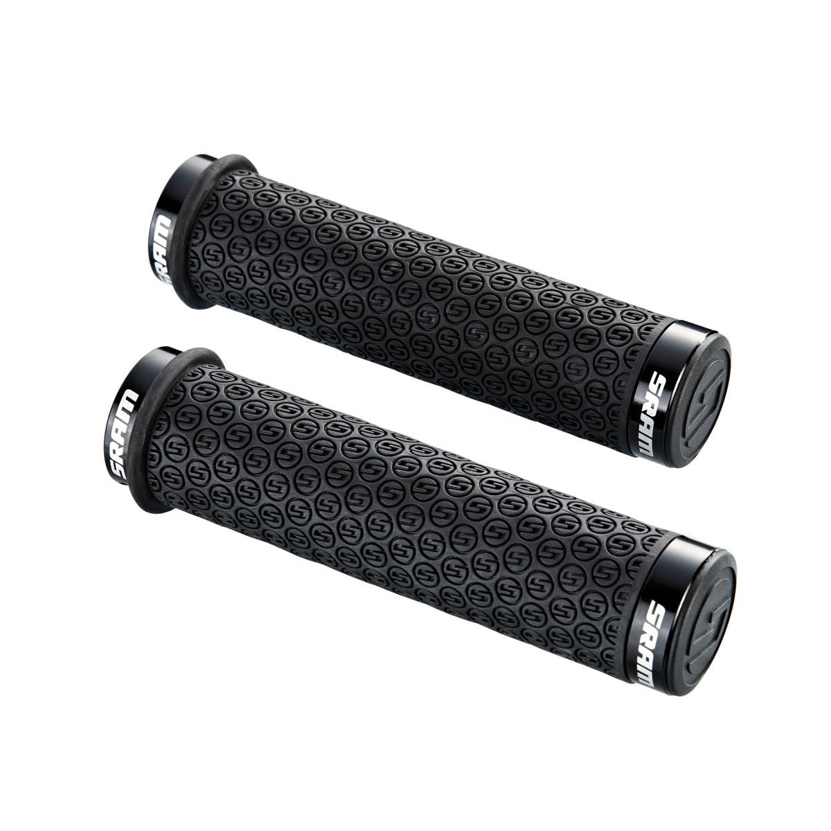 Sram Dh Silicone Locking Grips Black With Double Clamps & End Plugs Grips