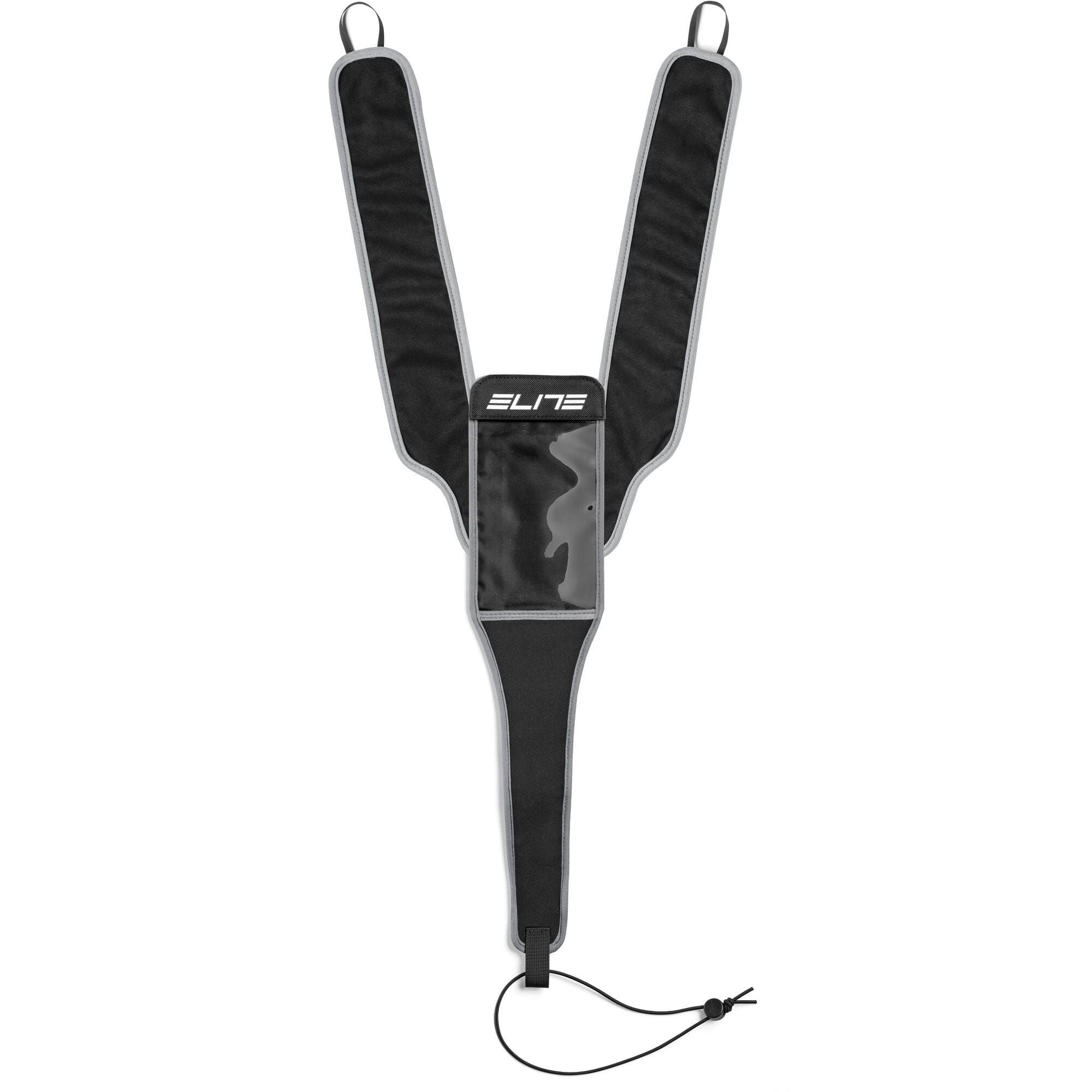 Elite Protec Wing Sweat Net for indoor bike training with touchscreen phone sleeve, designed to catch sweat and hold a phone.