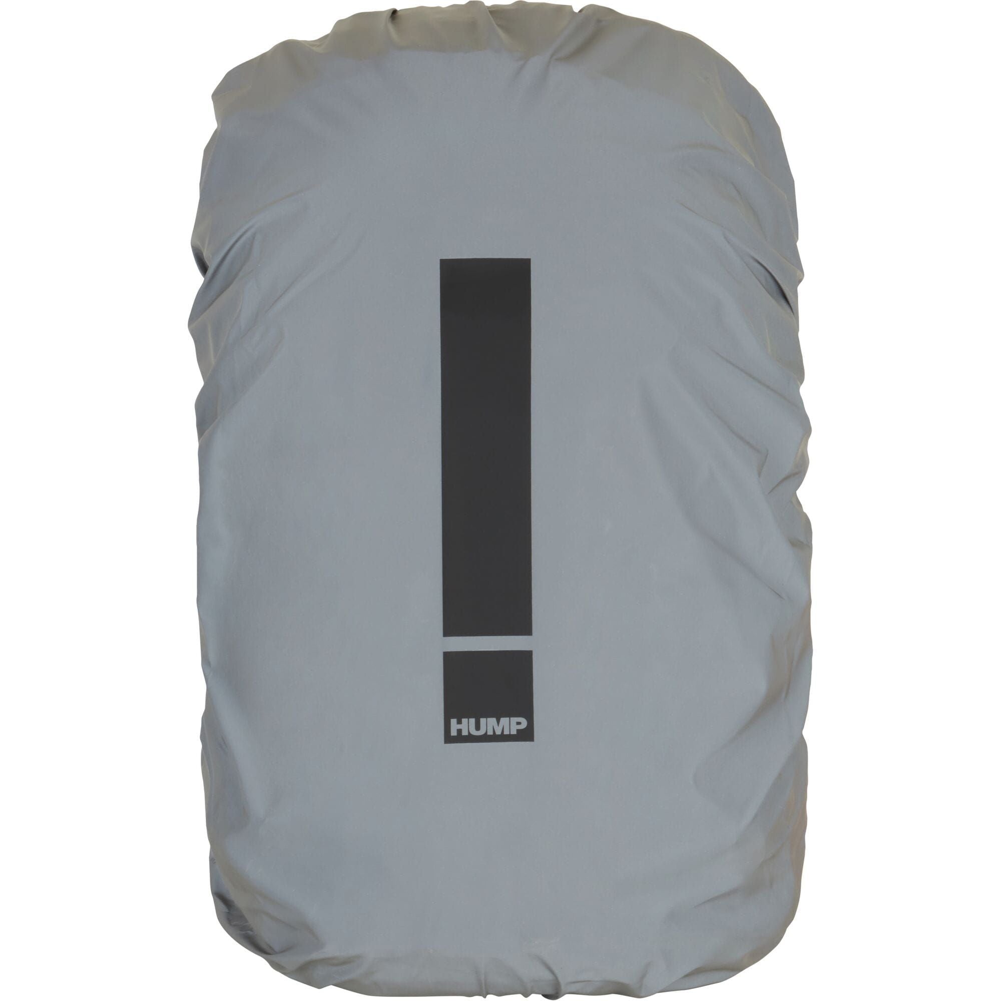 HUMP Ultra Reflective Waterproof Backpack Cover in silver, designed for 360° visibility and rain protection for backpacks.