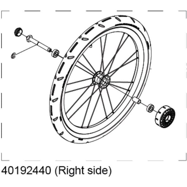 Thule right hand wheel assembly for Cross and Lite 17-X stroller replacement, accessory for stroller mobility and support.