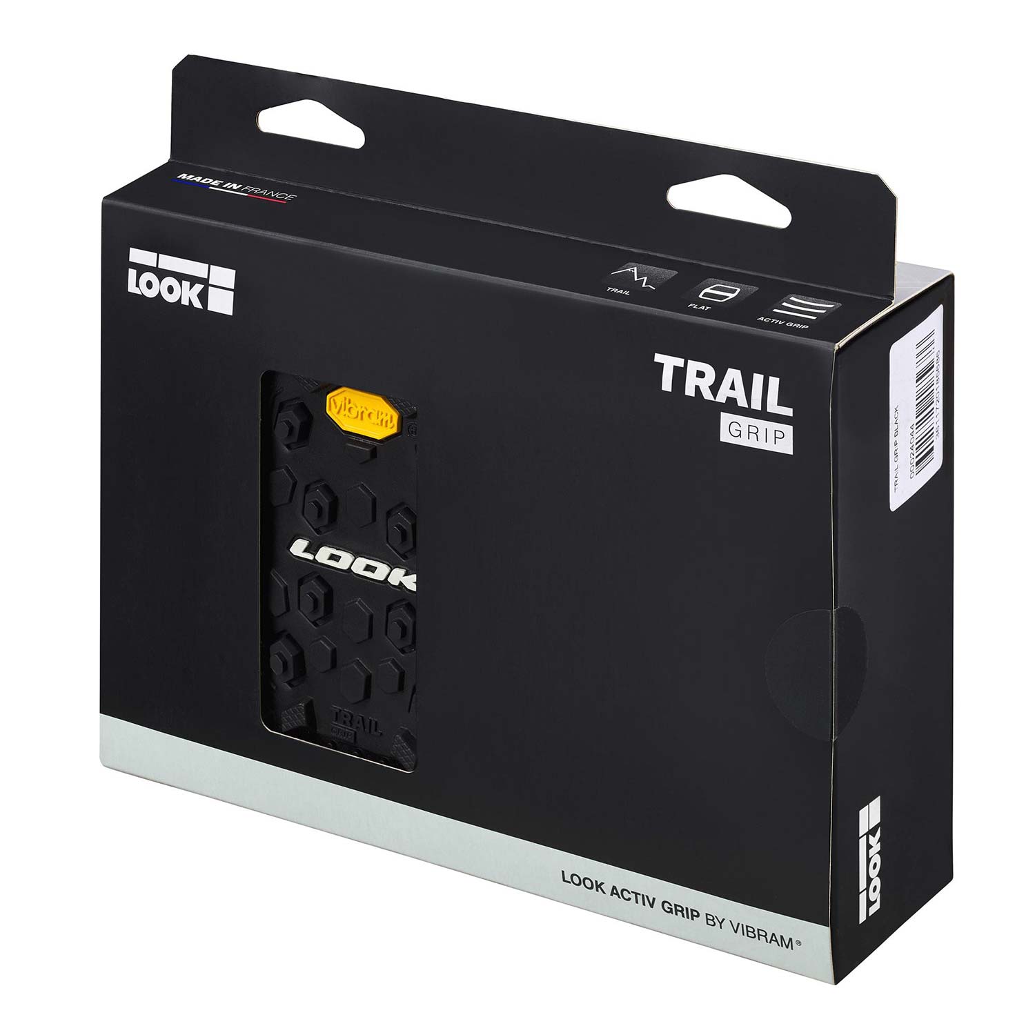 Look Trail Grip Flat Pedals with Vibram technology for mountain biking, showing textured pedal surface and durable design.
