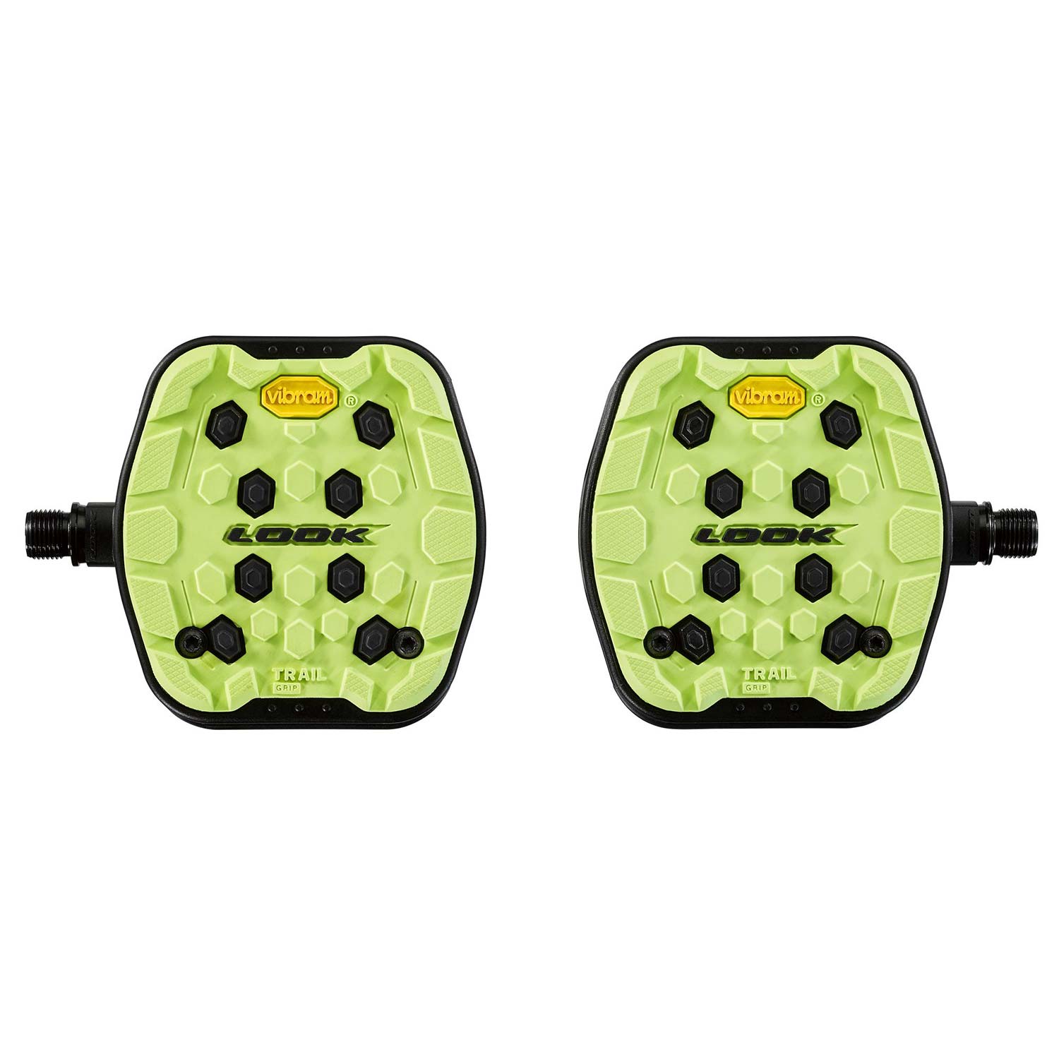 Look Trail Grip Flat Pedals with Activ Grip by Vibram for mountain biking, showing textured pedal surface and durable design.
