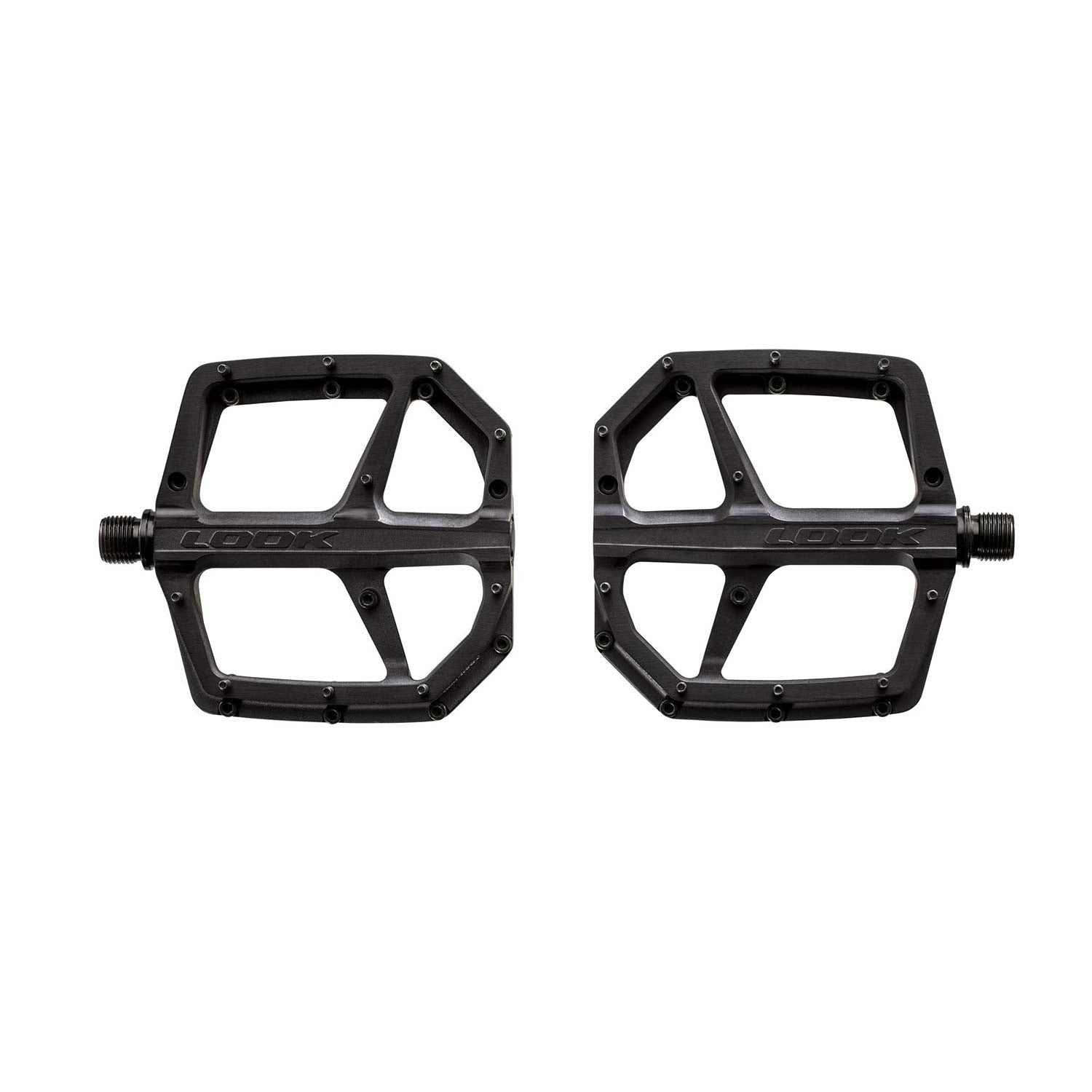 Look Trail Roc Plus flat MTB pedals with adjustable pins, durable component designed for mountain biking performance.