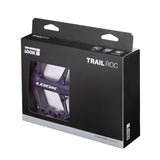 Look Trail Roc flat pedals with concave platform and traction pins in purple, designed for mountain biking components.