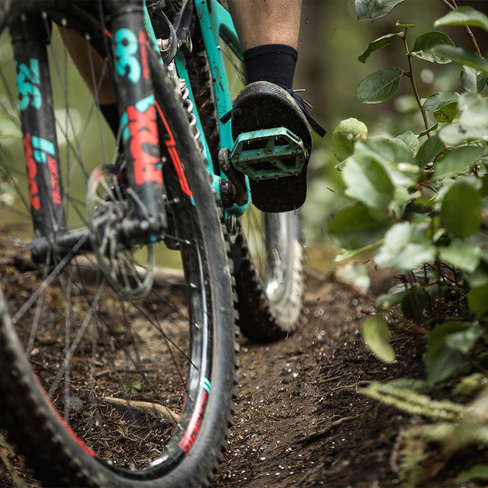 Look Trail Fusion flat mountain bike pedals with replaceable pins, durable component for secure grip and reliable performance.
