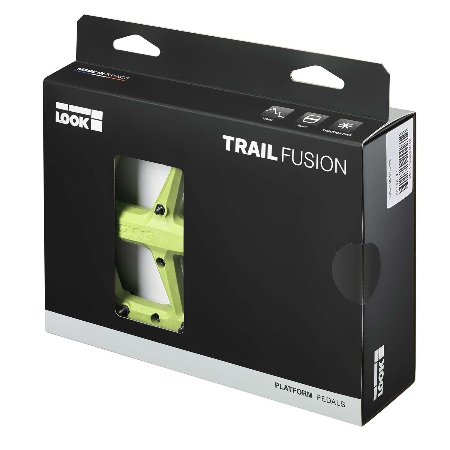Look Trail Fusion flat mountain biking pedals with replaceable pins, durable components for secure grip and performance.