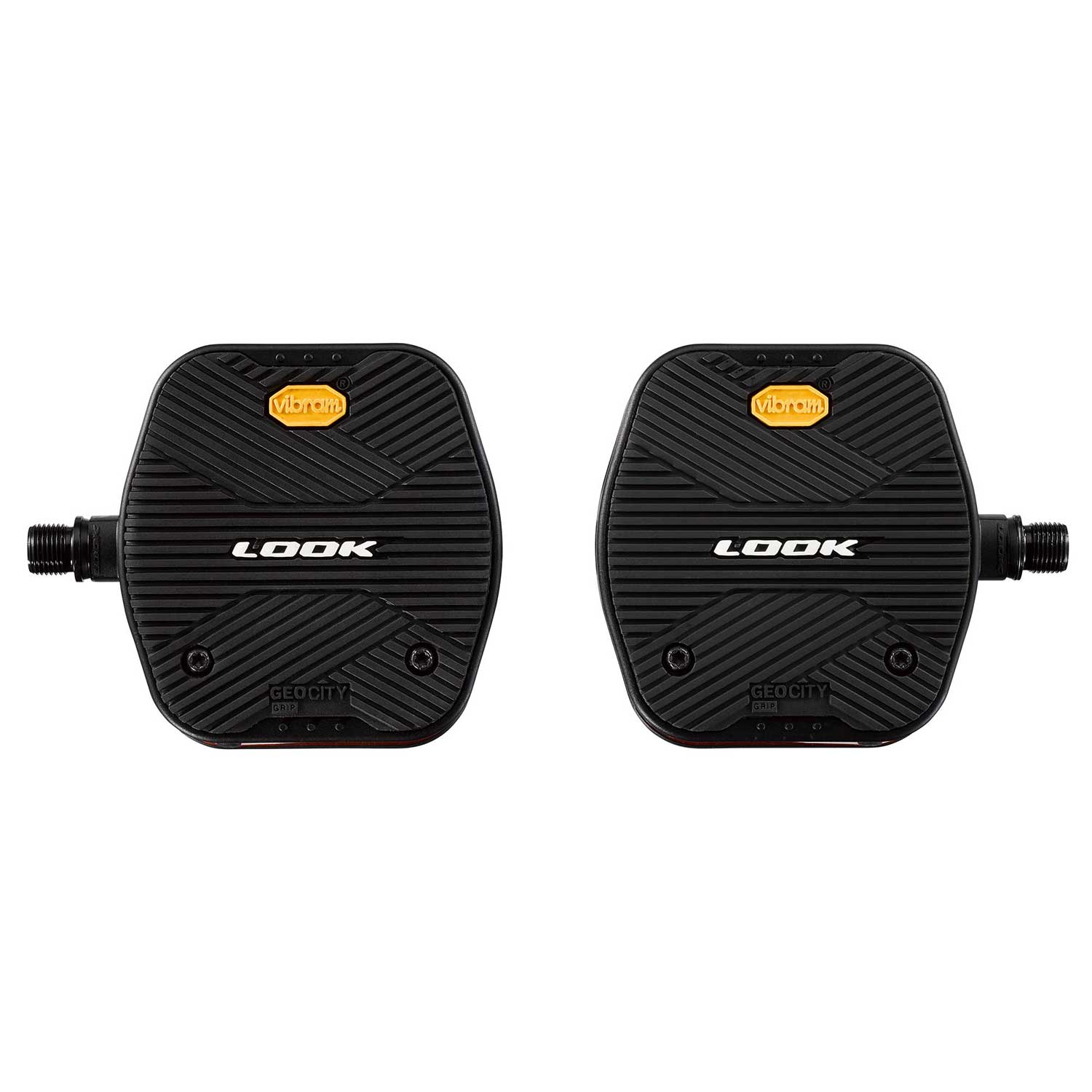 Look Geo City Vision Grip hybrid pedals with Vibram Activ Grip and integrated LED lights for cycling.