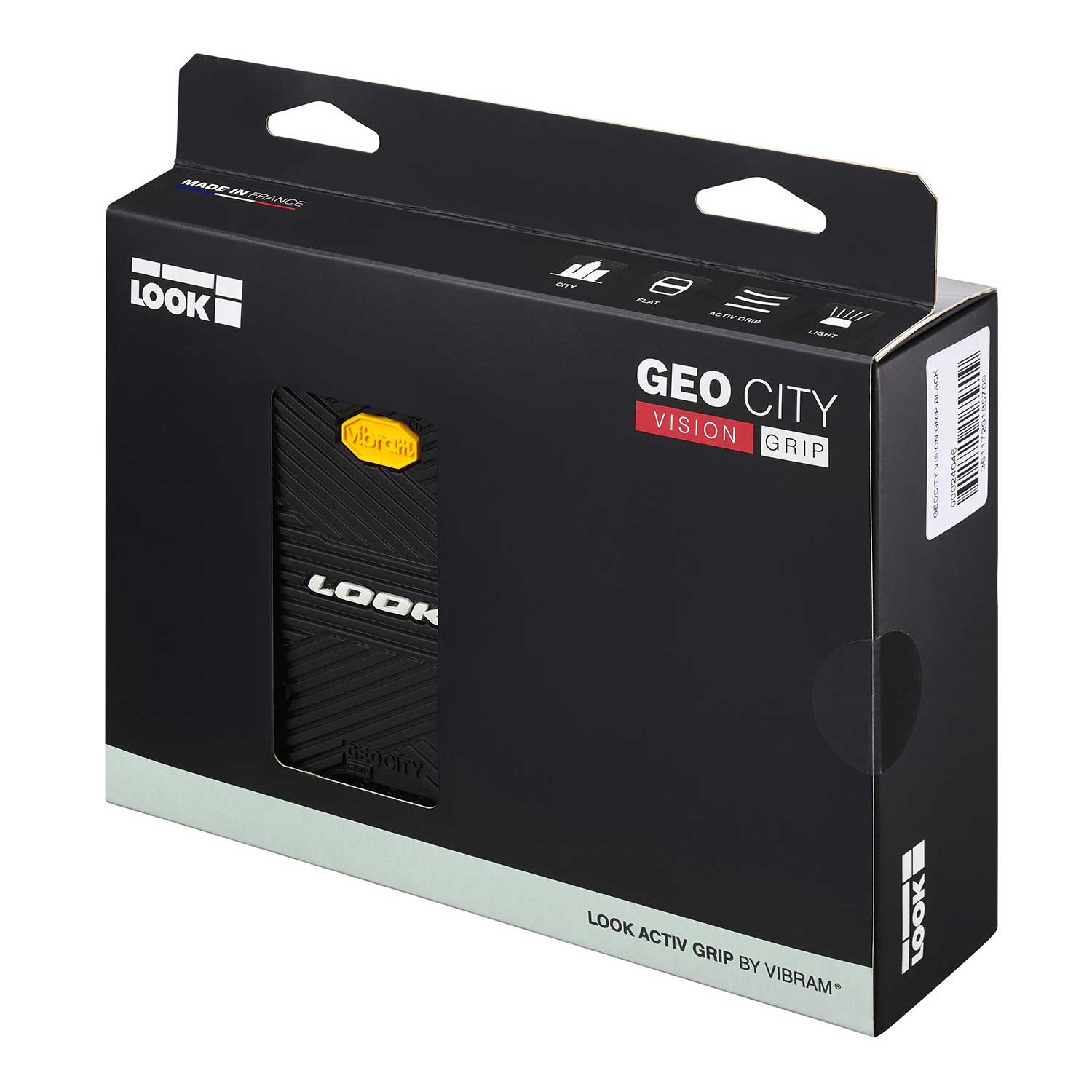 Look Geo City Vision Grip hybrid pedals with Vibram Activ Grip and integrated LED lights, showcasing their durable design and sleek appearance.