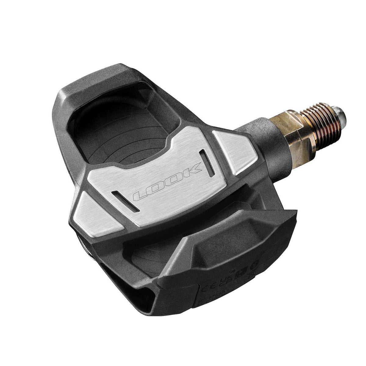 Look Keo Blade Power single road cycling pedal with integrated power meter, showing sleek design and clip-in cleat system.