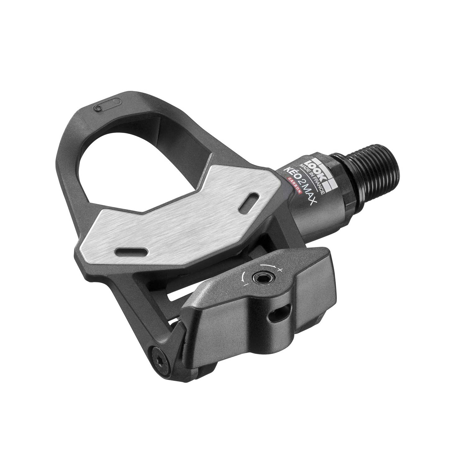 Look Keo 2 Max carbon road bike pedals with wide platform and adjustable tension, designed for performance cycling components.