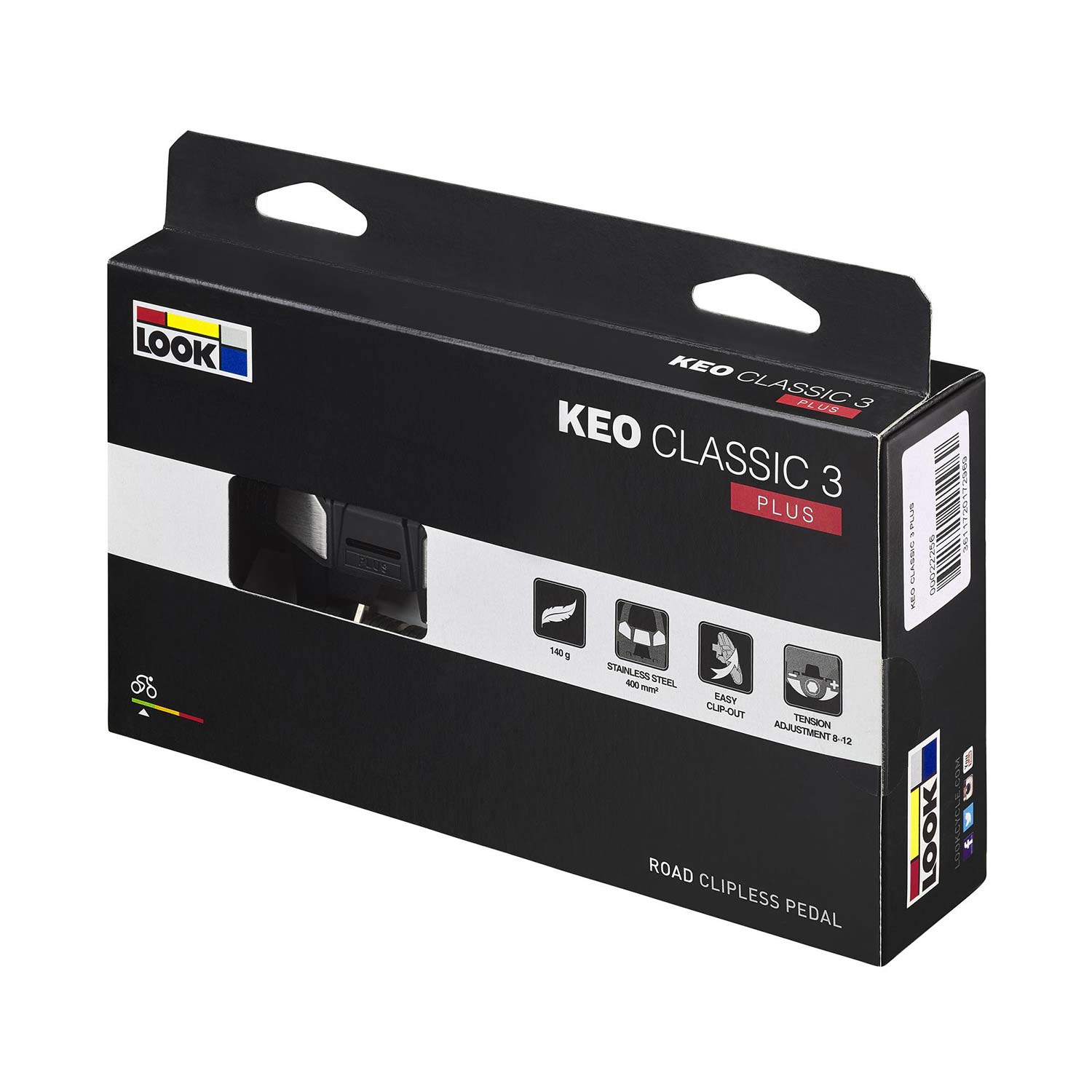 Look Keo Classic 3 Plus road bike pedals with stainless steel platform and adjustable tension for secure cycling.