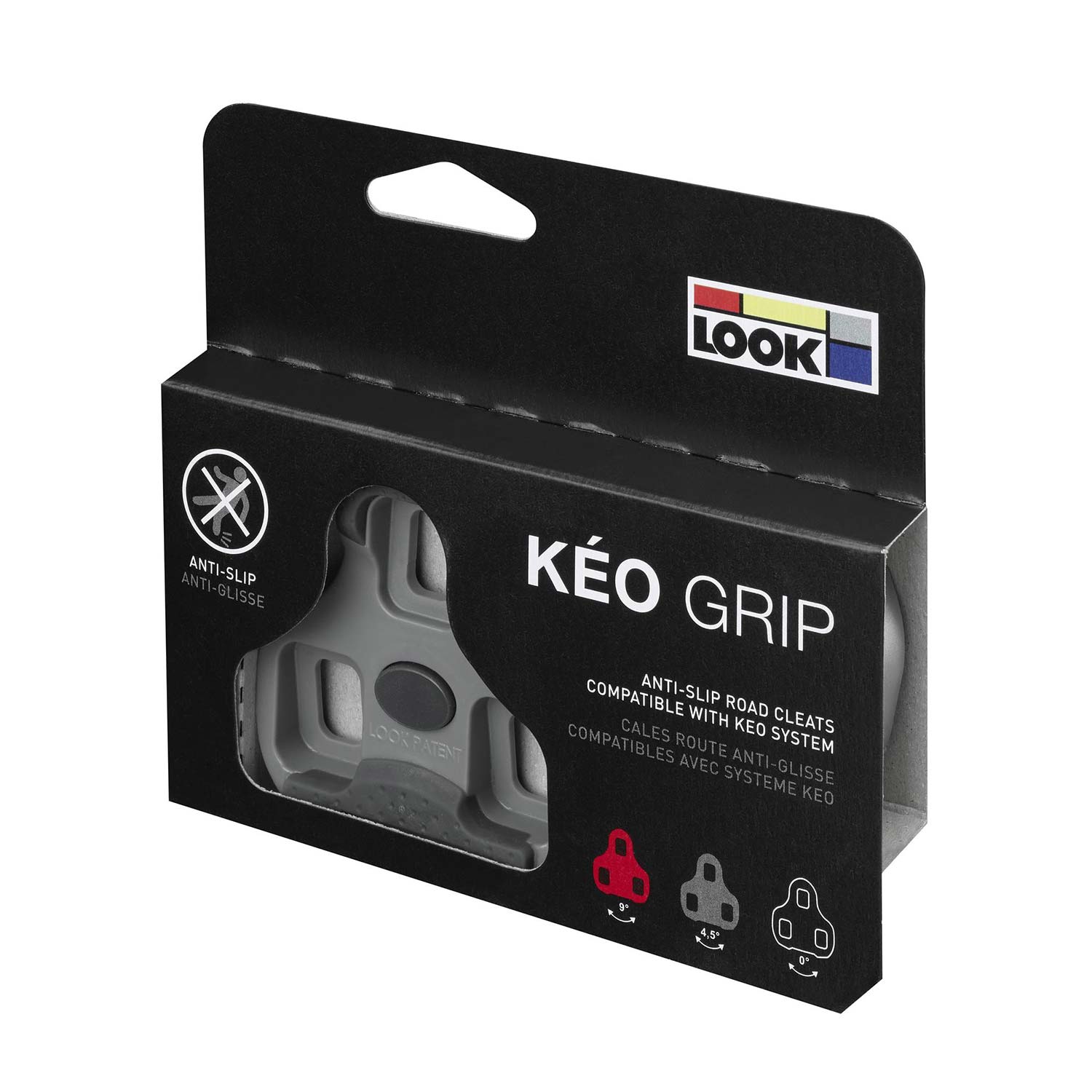 Look Keo Grip cleats with Silent Float technology for cycling, featuring durable components and secure pedal compatibility.