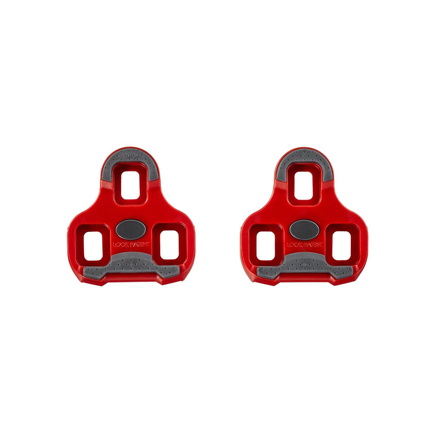 Look Keo Grip cleats with silent float technology for cycling, showing the textured surface and installation details.