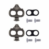 Look Cleat X-Track Easy mountain bike cleats for X-Track and Geo pedals, with black and silver design, shown attached to pedals.