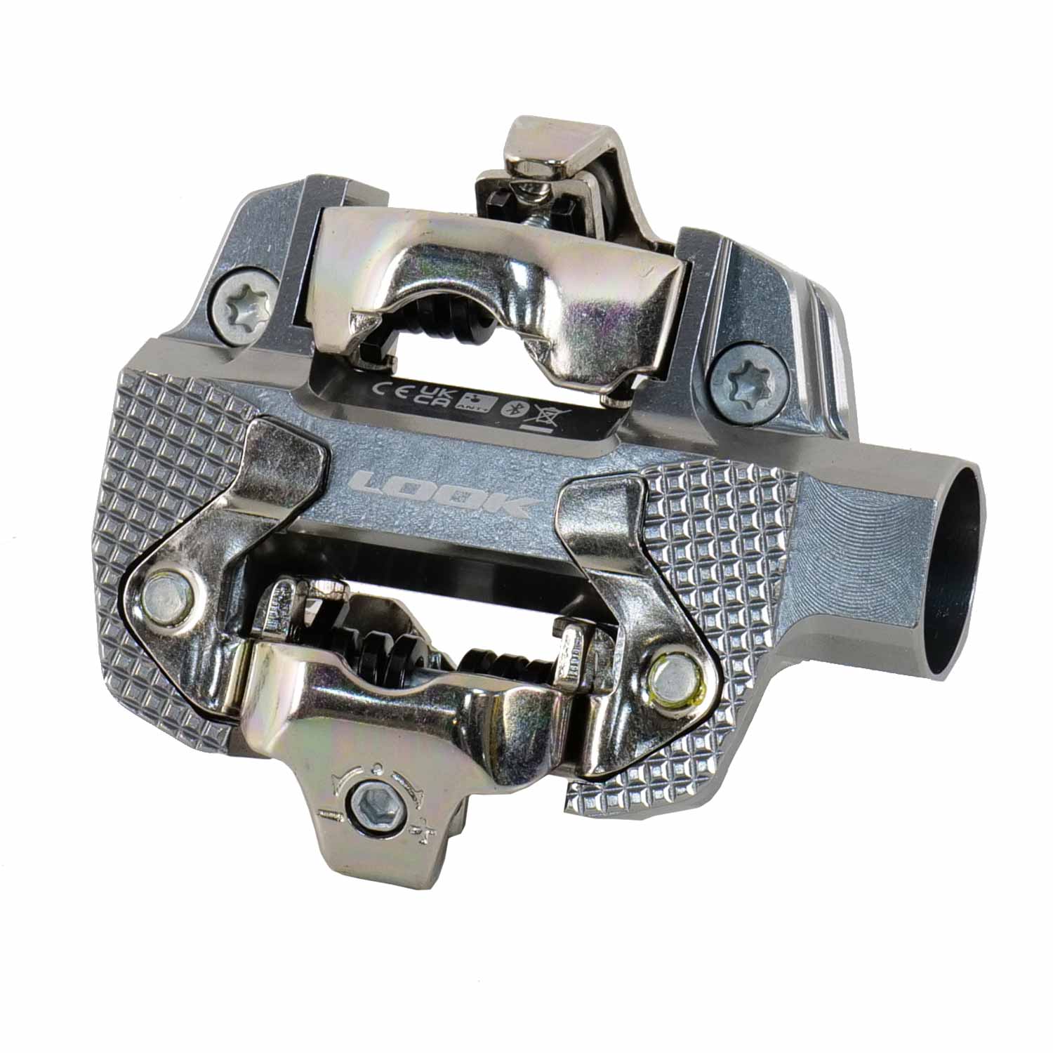 Look X-Track Power spare body replacement for SPD MTB and gravel pedals, showing left and right pedal components.
