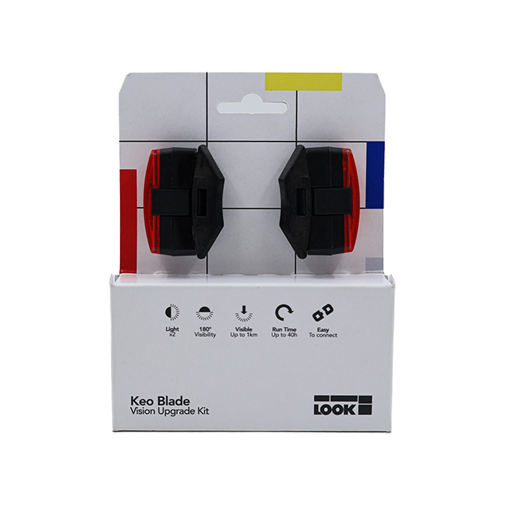 Look Keo Vision Light Upgrade Kit with 60 Lumen LEDs for Keo Blade 4th Gen pedals, showing compact component with LED lights.