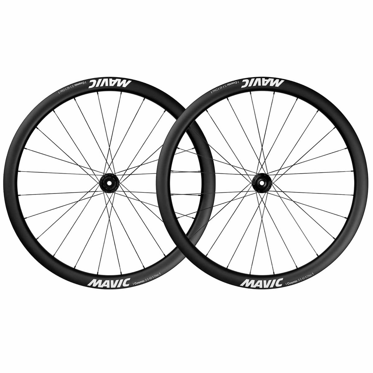 Mavic Cosmic S 42 Disc Carbon Road Wheels with UST Tubeless Technology, lightweight aerodynamic cycling wheelset.