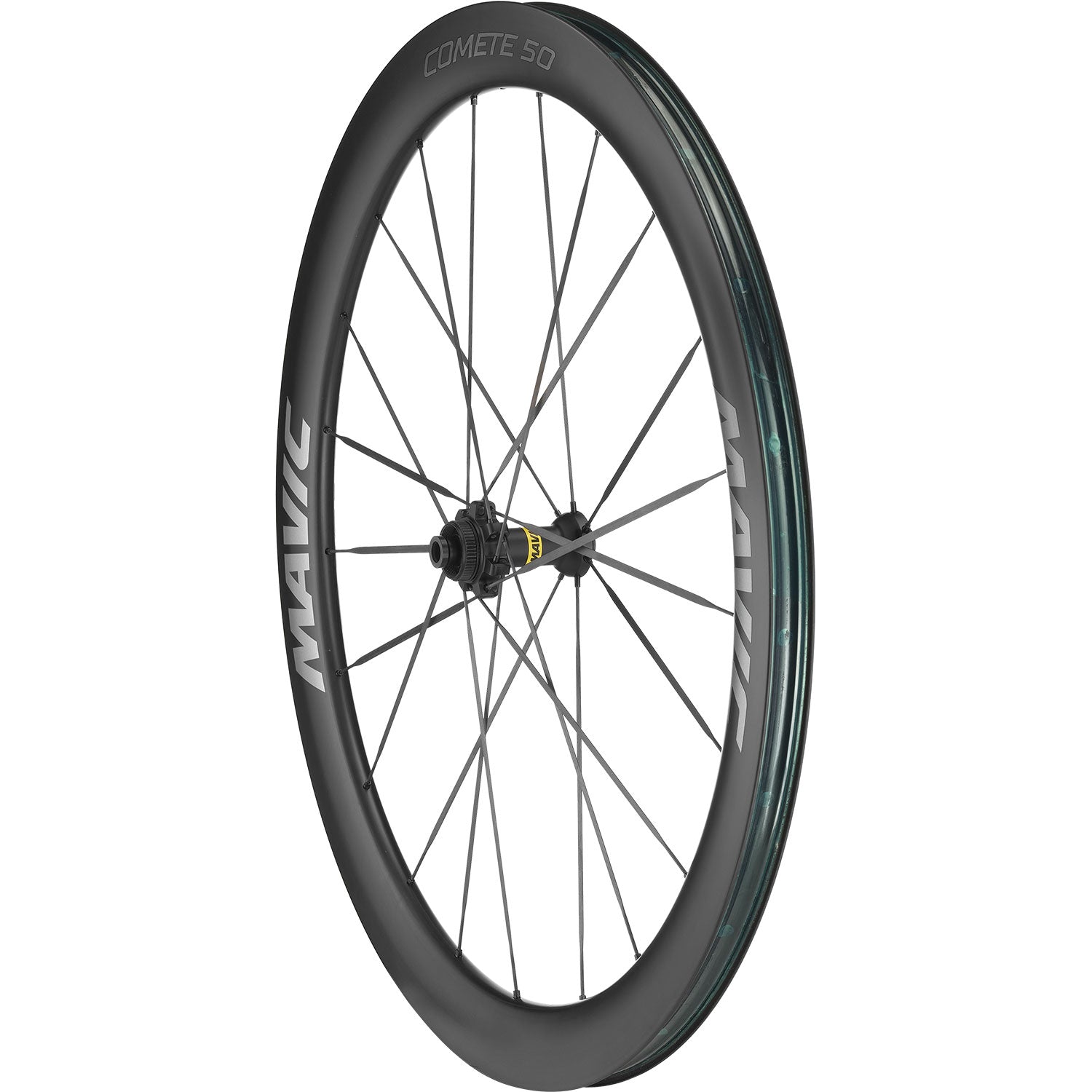 Mavic Comete 50 ceramic bearing carbon disc wheelset for road bikes, featuring aerodynamic design and high-performance components.
