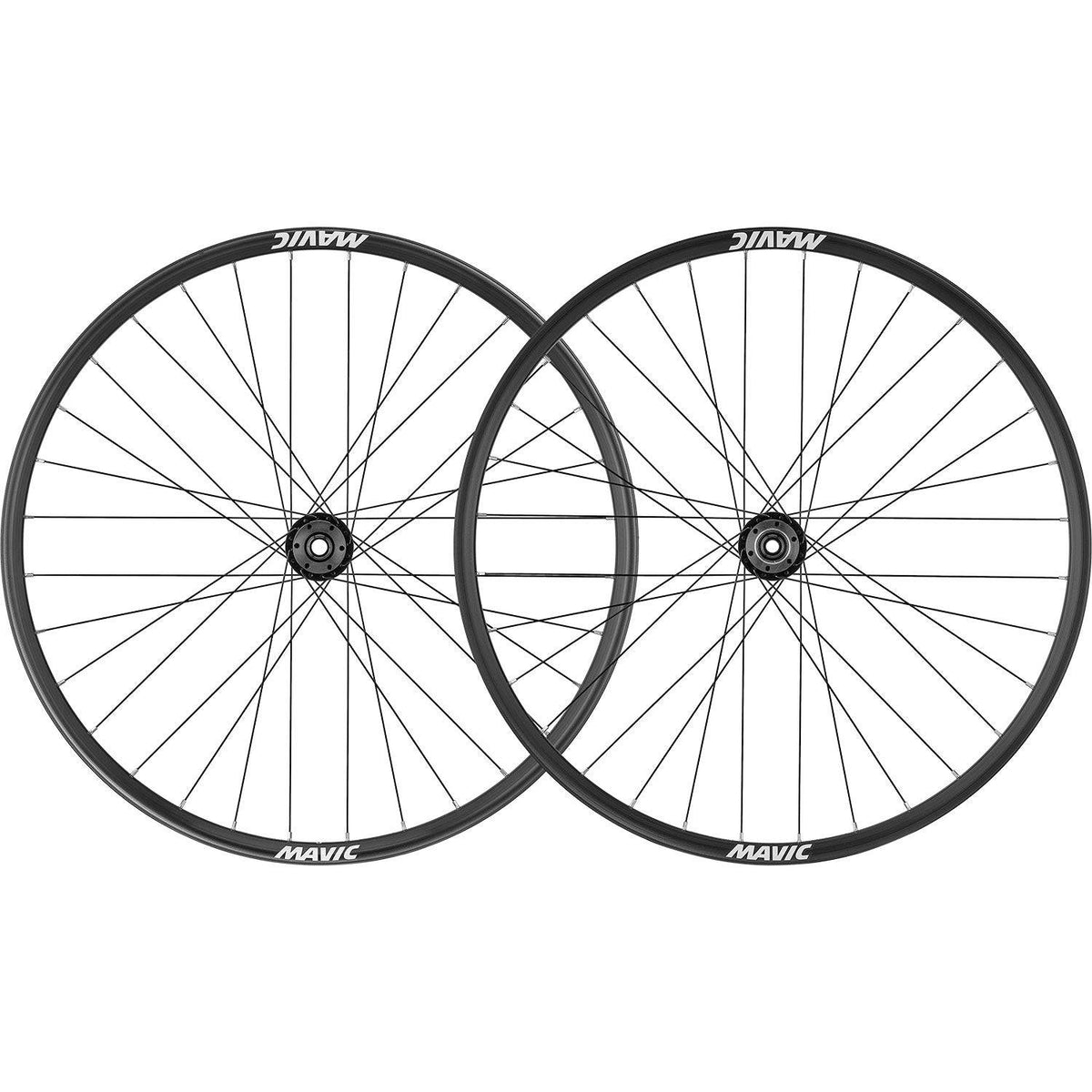 Mavic E-Access XR27 29-inch 6-bolt disc wheels for e-bikes, gravel, MTB, and road bikes, shown with black rims and spokes