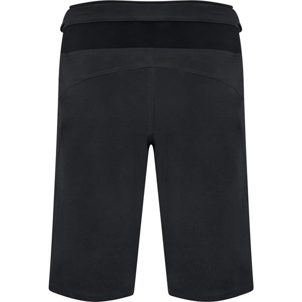 Madison Zenith men's mountain bike shorts with water-resistant coating and adjustable waist, shown in black fabric.