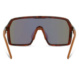 Madison Eyewear Crypto dark tortoiseshell sunglasses with three lenses: green mirror, amber, and clear, designed for versatile style.