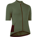 Madison Roam Women's short sleeve jersey shirt, lightweight athletic clothing, shown on a hanger with a neutral background.