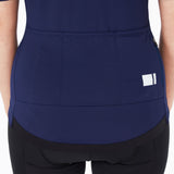 Madison Flux women's navy short sleeve cycling jersey with pockets, size 6, made of lightweight, breathable fabric.