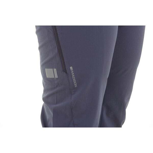 Madison Women's cycling trousers with wind-resistant and stretch fabric, shown in a close-up of the lightweight, fitted clothing.