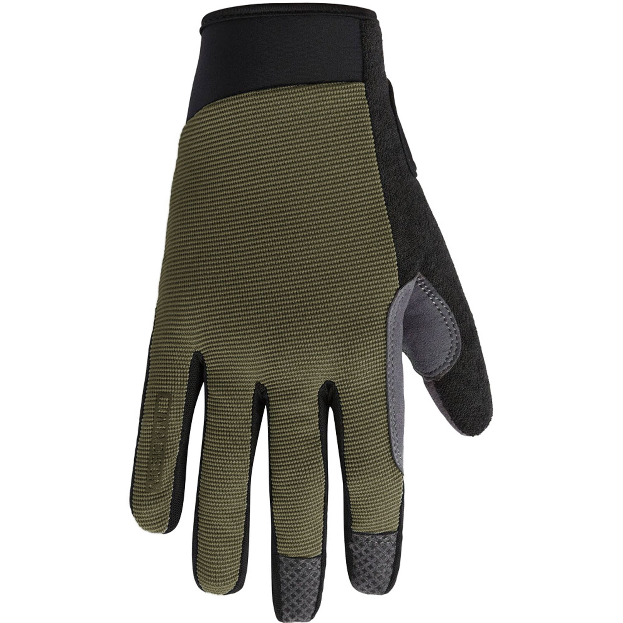 Madison Freewheel Gel Pad Trail Gloves, black cycling gloves with padded palms and adjustable wrist straps for comfort and grip.