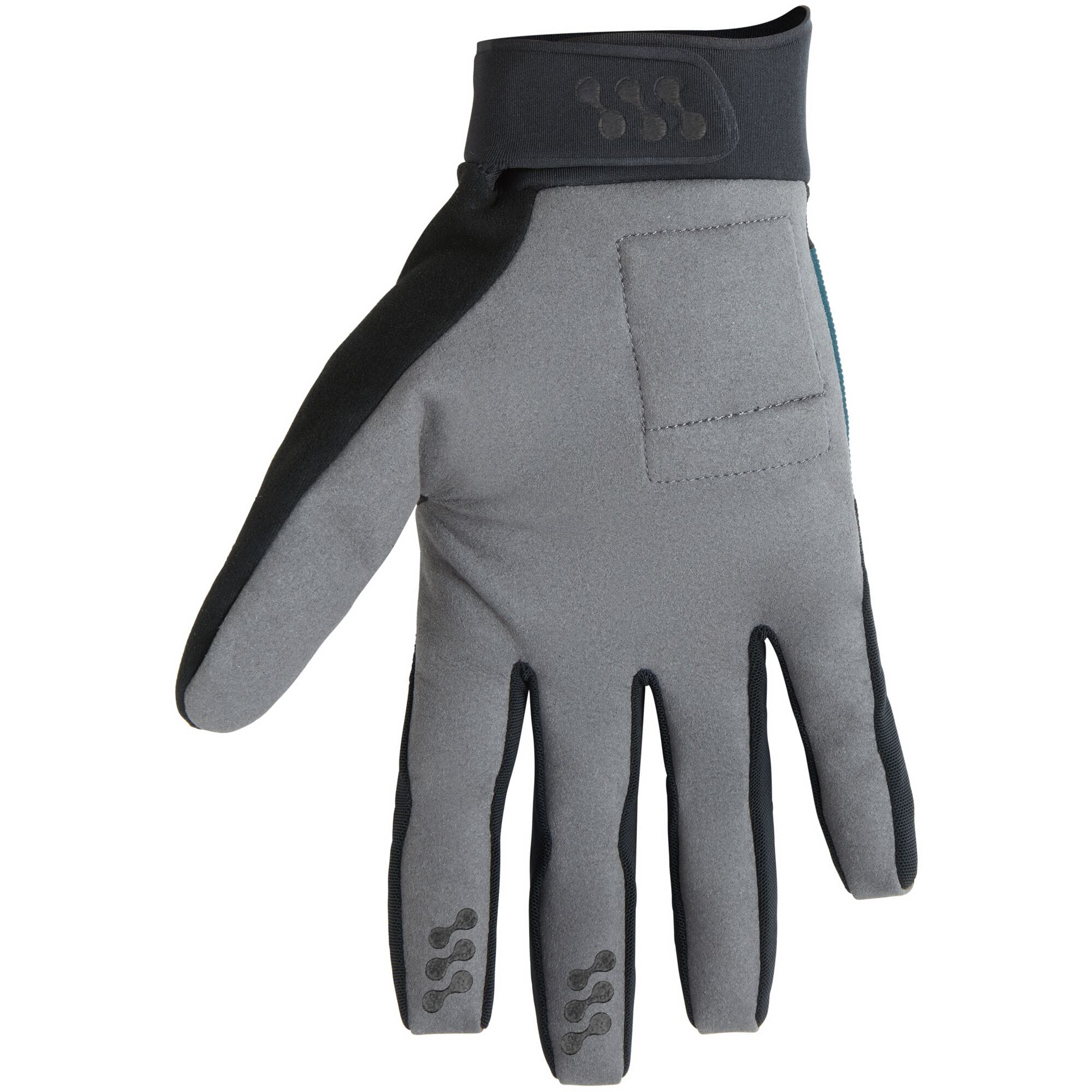 Madison youth trail gloves with gel padding and silicone grip for mountain biking, showing the gloves on a rider's hands.